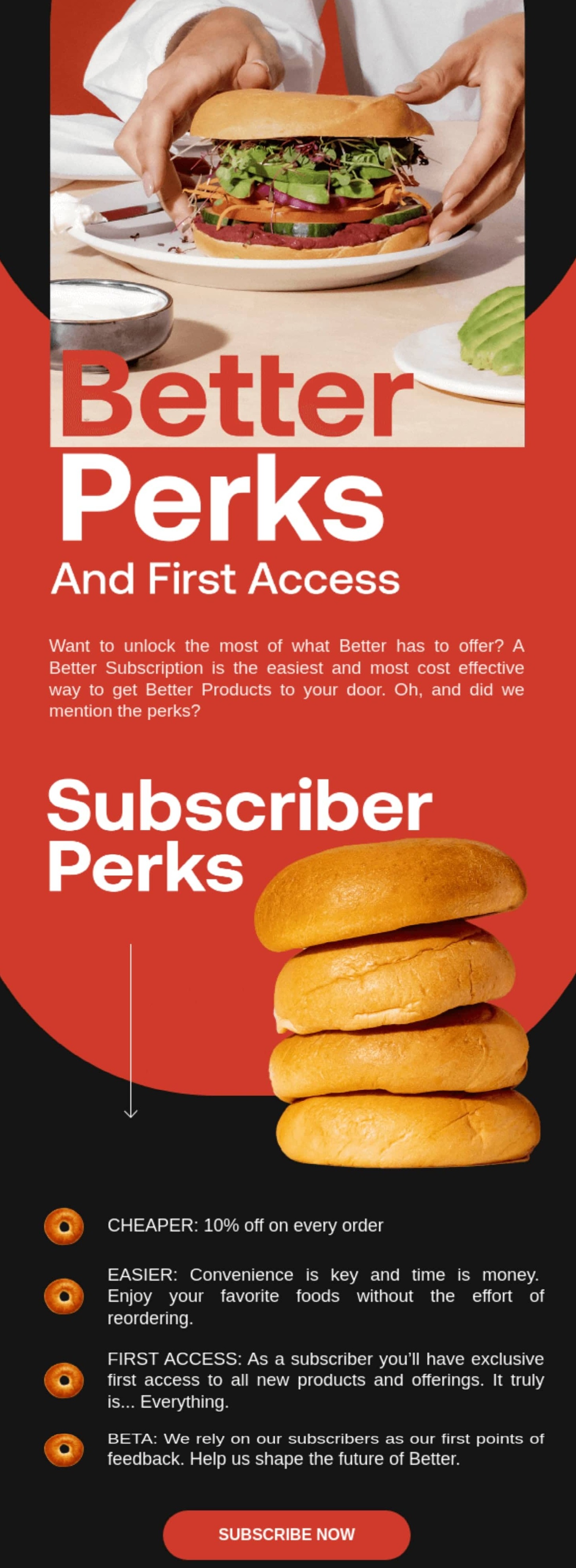 Email with a hamburger at top