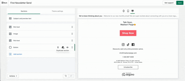 Video showing how to add and change a call to action