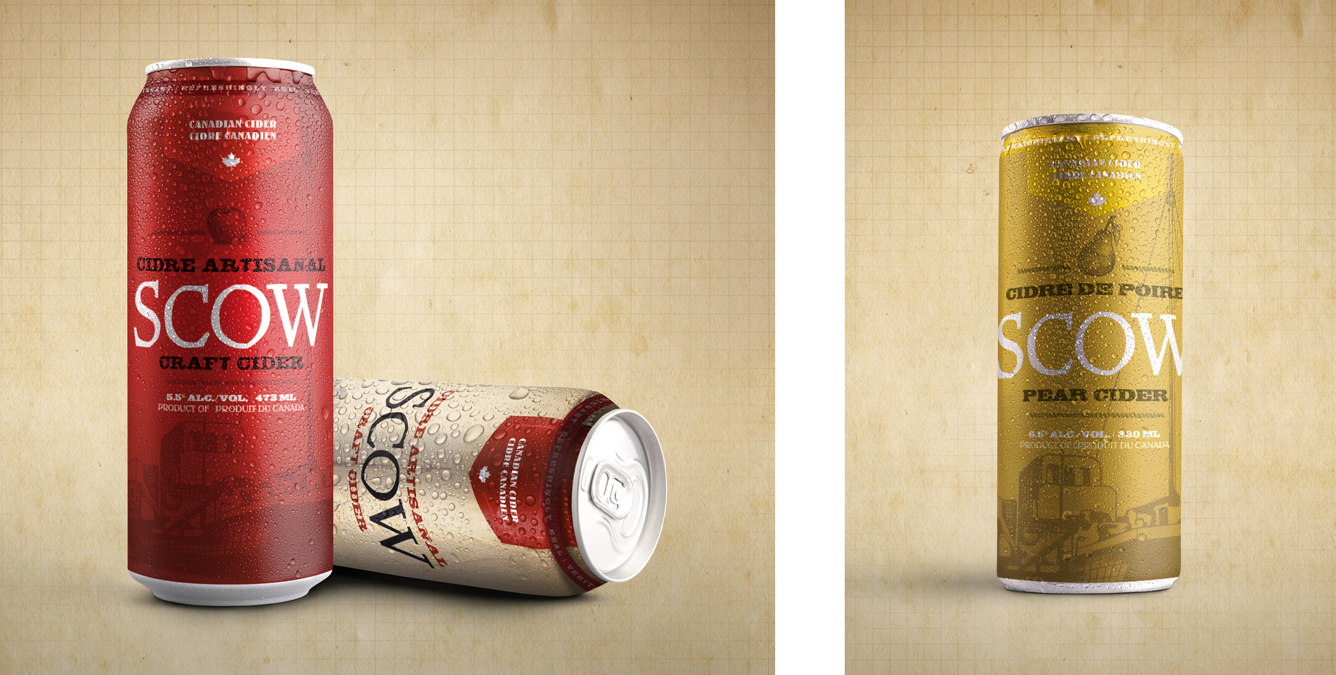 Cannette packaging de cidre Scow (stratégie, design, branding, communication marketing, Web, publicité)
