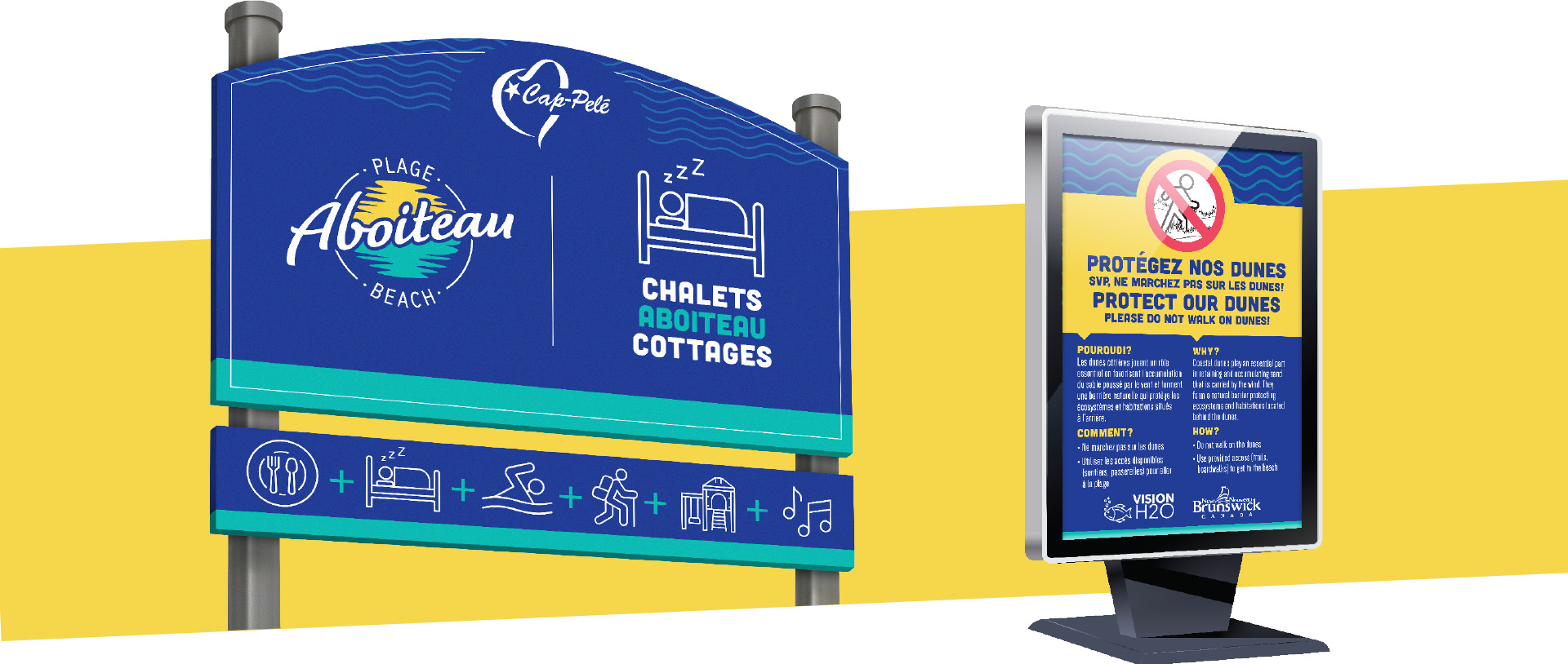 Aboiteau Beach signage (strategy, design, branding, marketing communication, web, advertising)