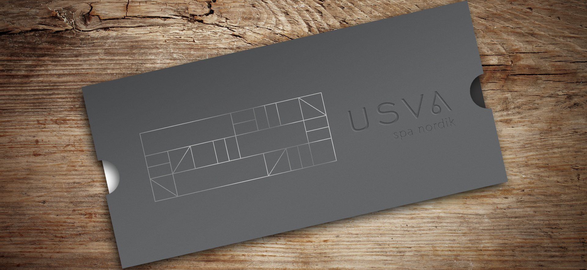 USVA Nordik Spa's sleeve for gift certificate (strategy, design, branding, marketing communication, web, advertising)