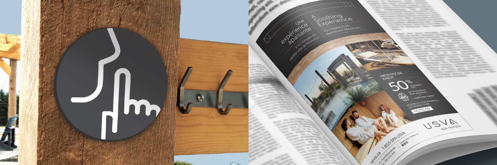 USVA Nordik Spa signage (strategy, design, branding, marketing communication, web, advertising)