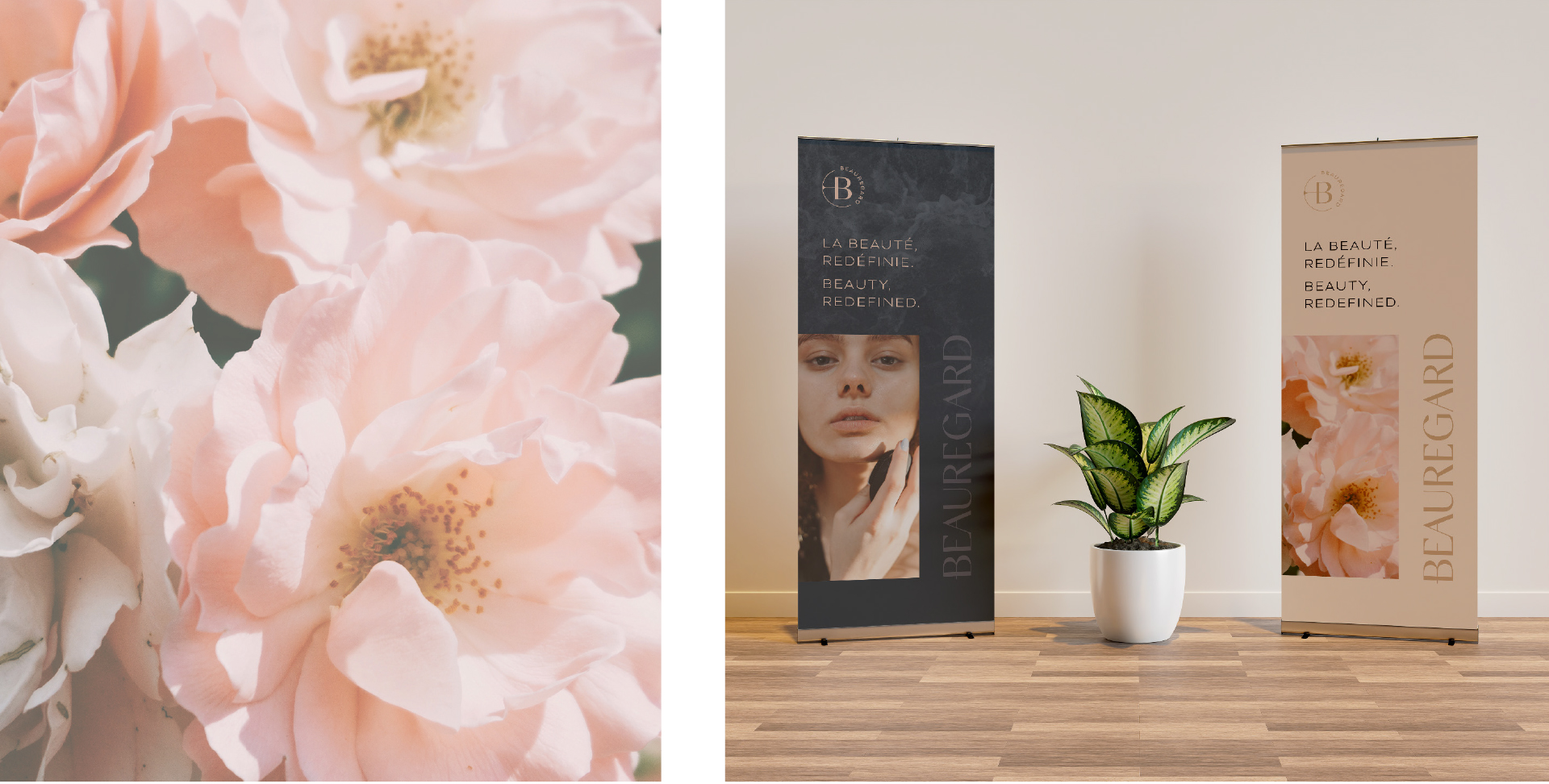 A picture of flowers on the left and promotional banners for Beauregard on the right