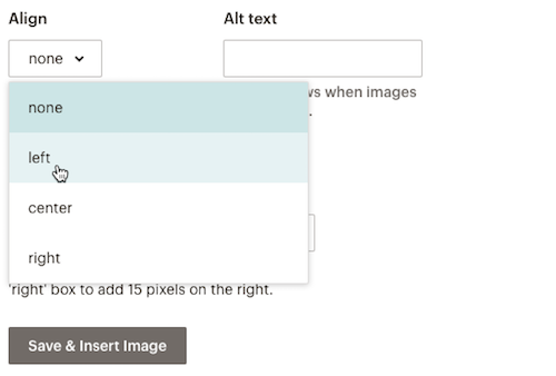 Pointer clicks the align drop-down menu.