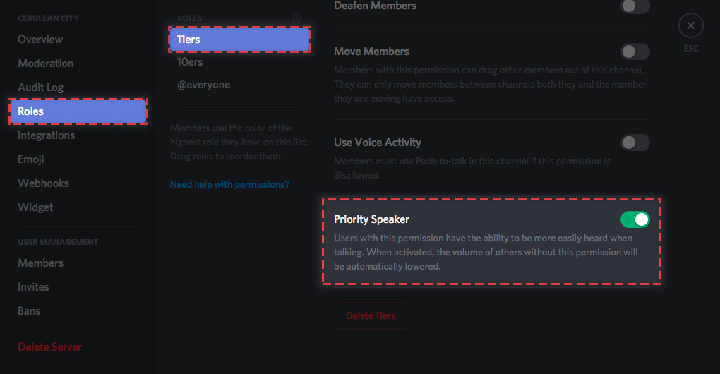 Discord Priority speaker role setup