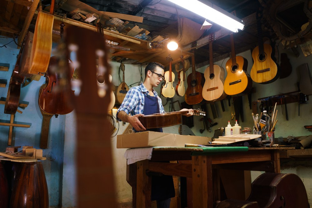 luthier working in his shop