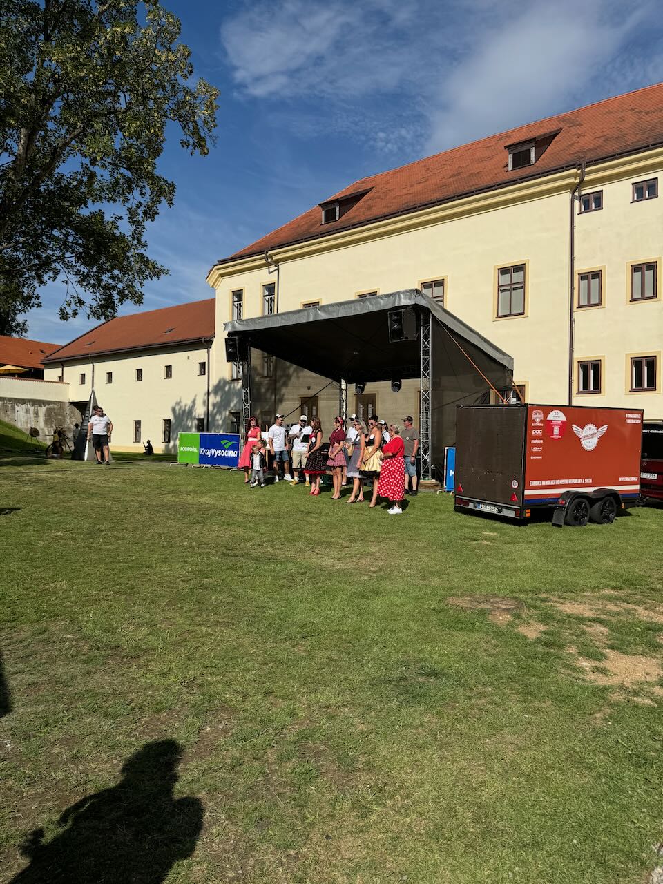 American cars and motorbikes meeting at Pacov Castle
