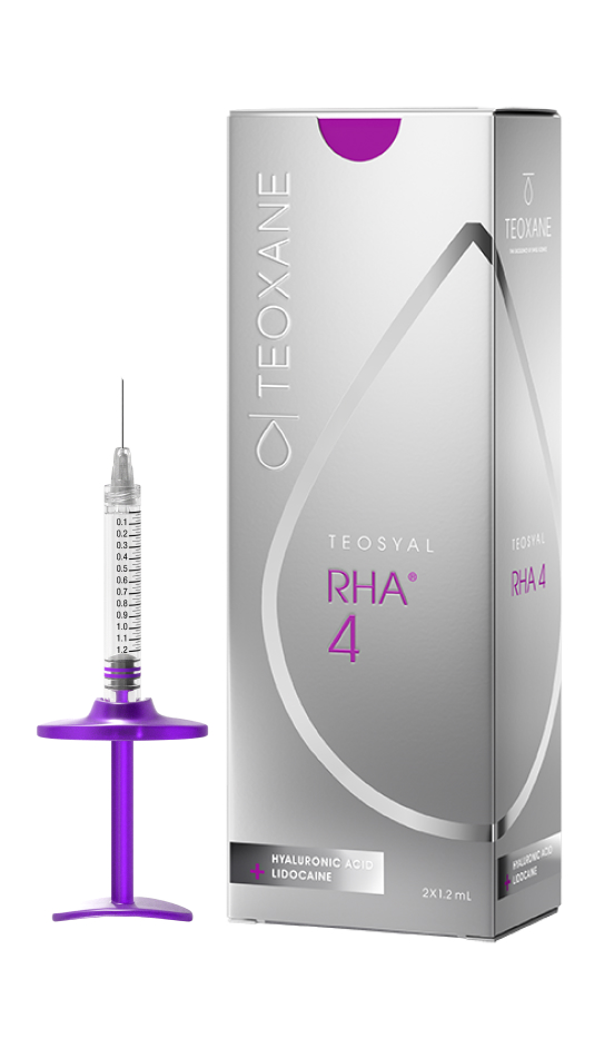 Packshot of the box and syringe of Teosyal RHA® 4