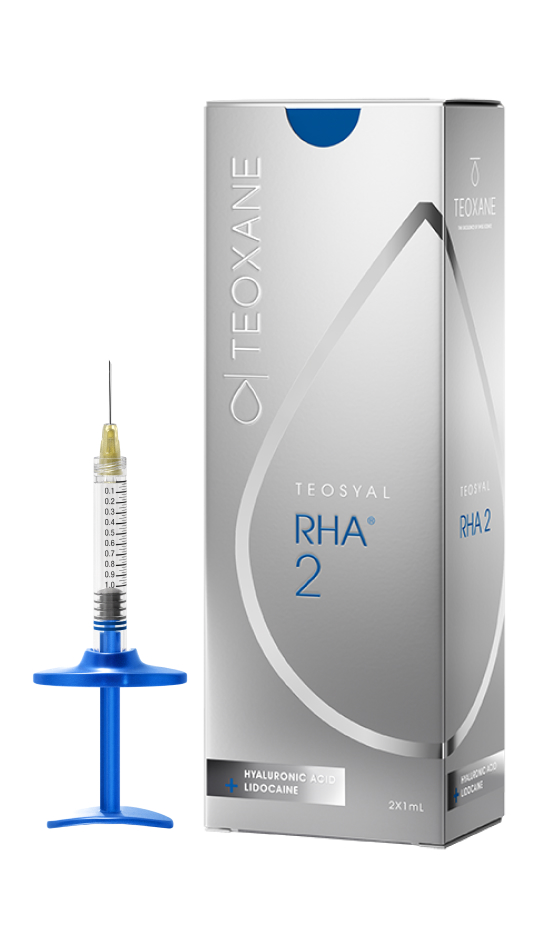 Packshot of the box and syringe of Teosyal RHA® 2