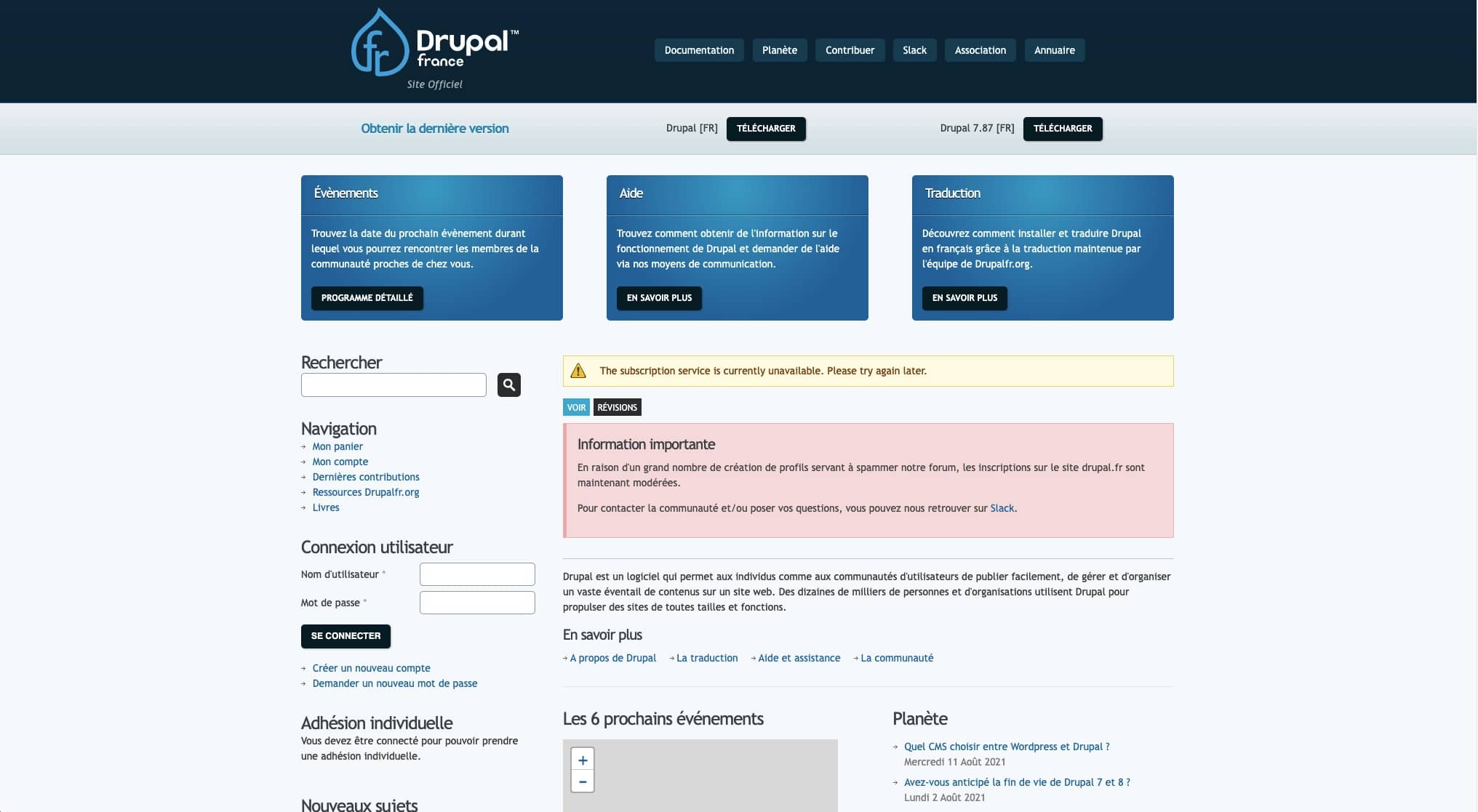 photo du site internet de drupal