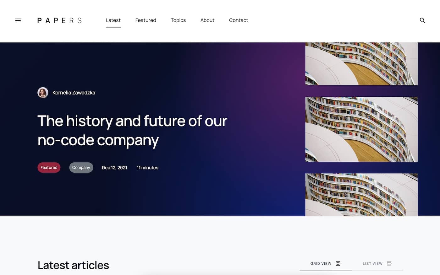 illustration du template de blog papers