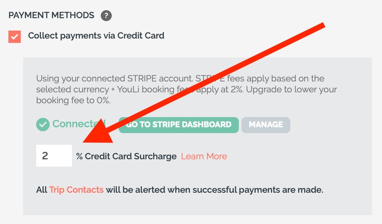 Credit Card Surcharge setup in YouLi