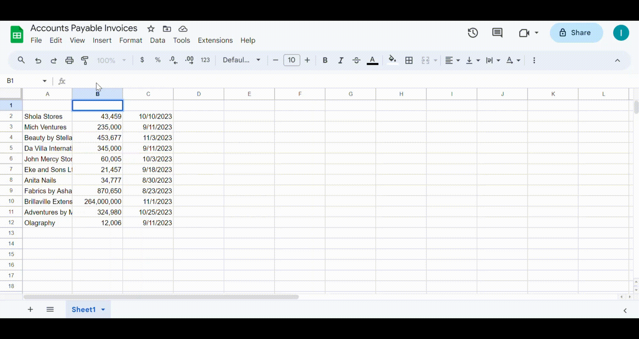 account payable excel formula 4