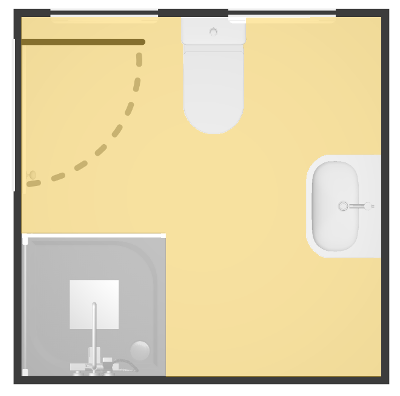 The unoccupied floor space is indicated in yellow