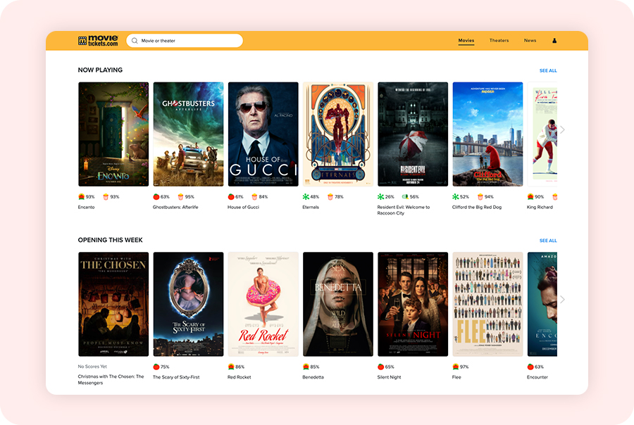 MovieTickets.com Website Redesign, design artifact 3