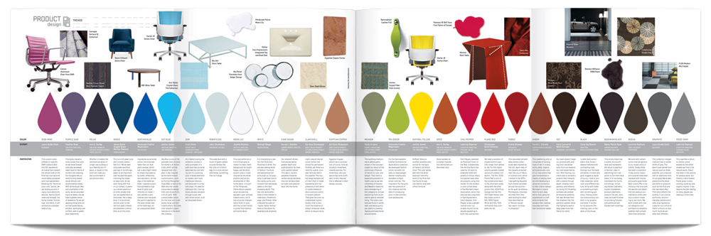 A gatefold from Metropolis magazine showing products and color swatches