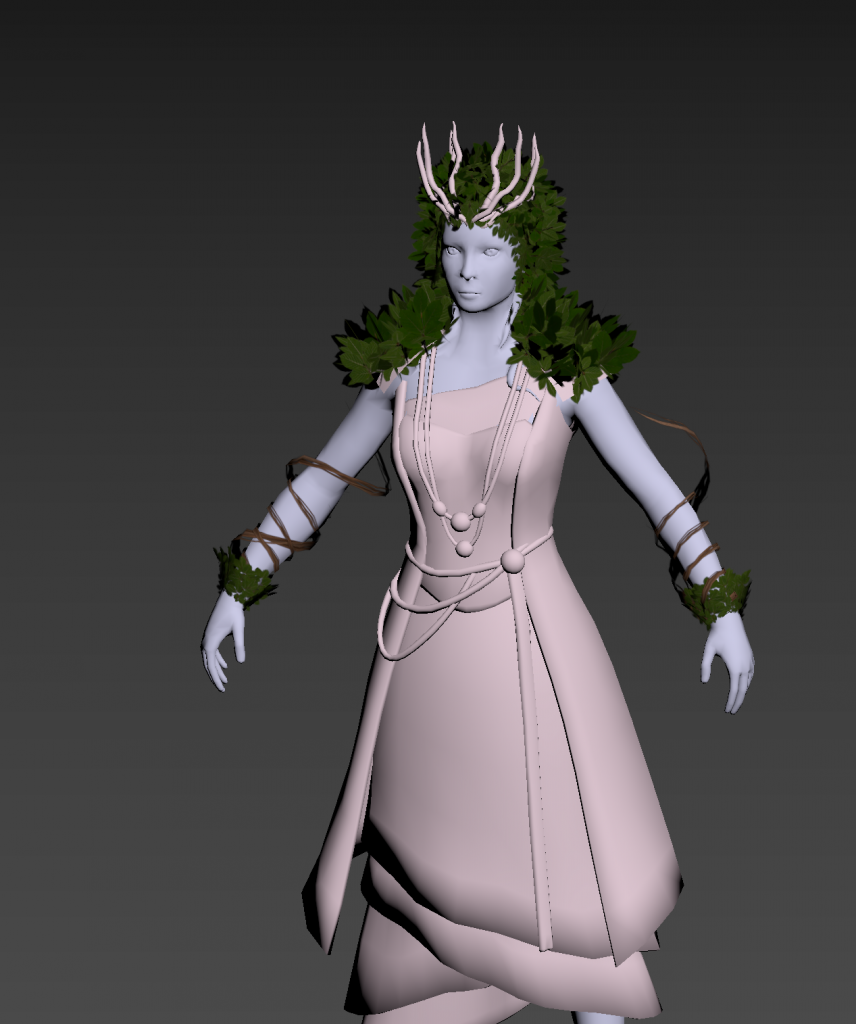 Completed mesh of a Forest Druid in 3ds Max
