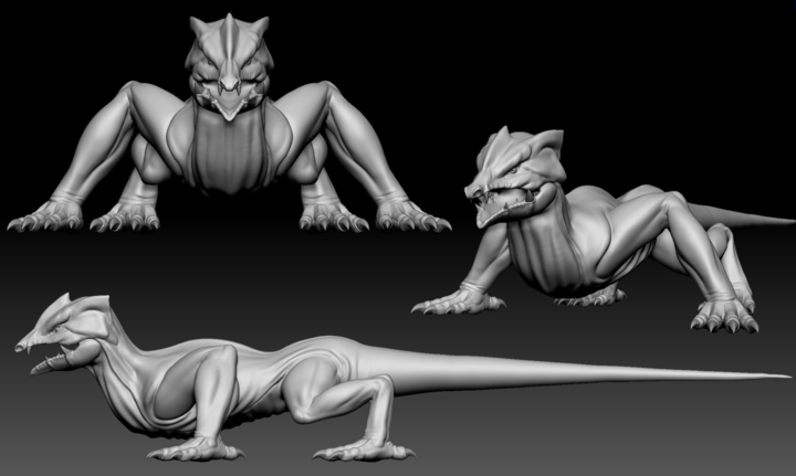 Finished sculpt of Lizard in ZBrush with no tongue