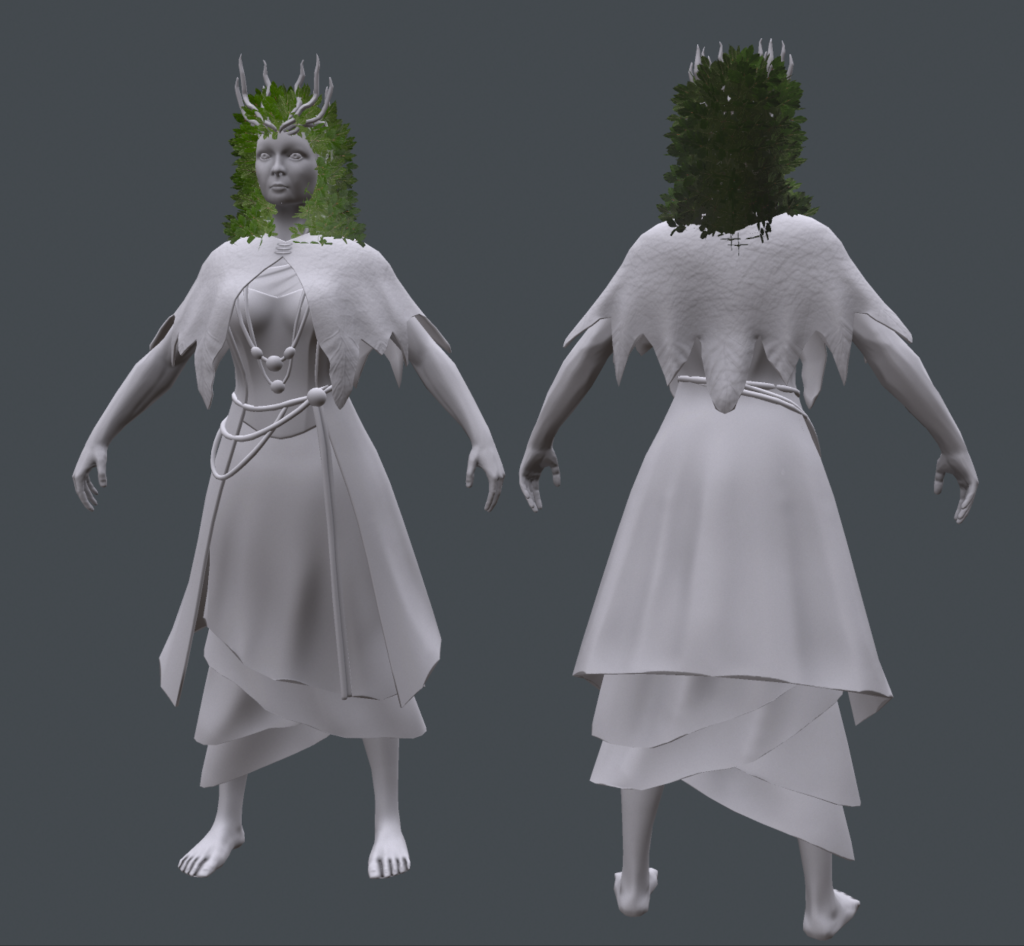 Screenshot of female Forest Druid model in 3ds Max
