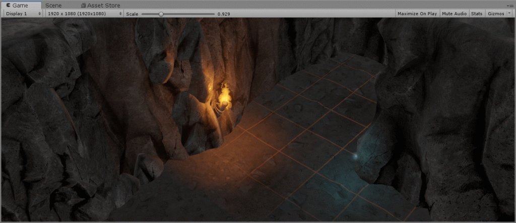 GIF of fire particle system that our game developer created