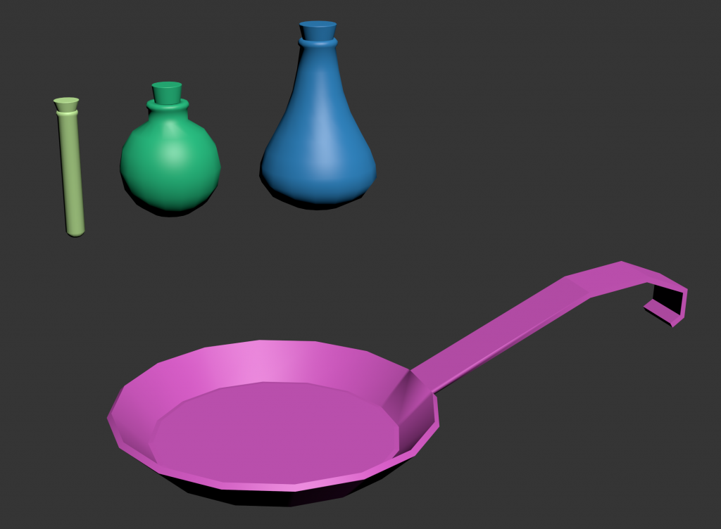 Low meshes of pots and bottles