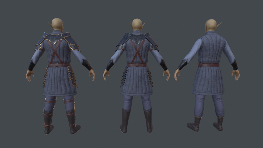 Backs of the models for Storm Elf Fighter, Warrior and Captain from Depths of Erendorn