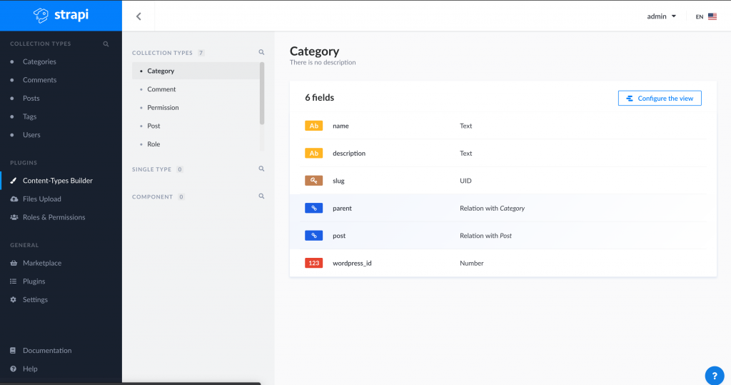 Screenshot of Strapi CMS