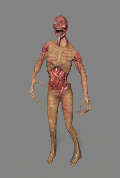 3D zombie model on grey background