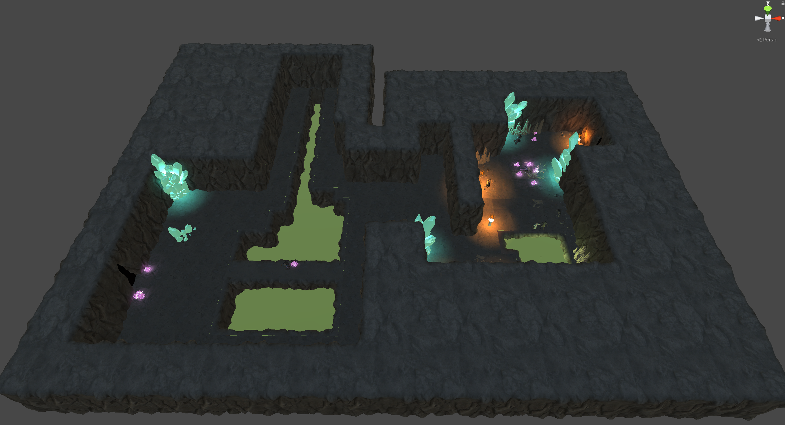 A 3D floorplan of a dungeon crawler game
