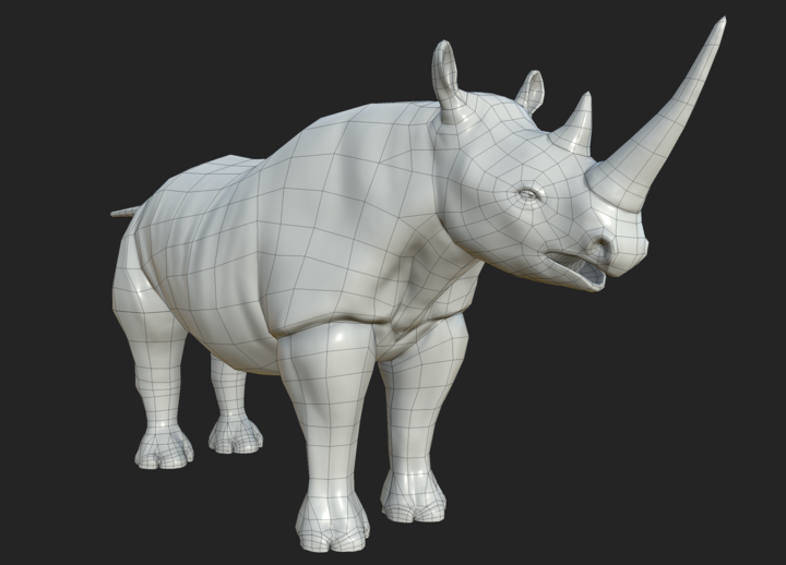 Mesh of black rhino in ZBrush