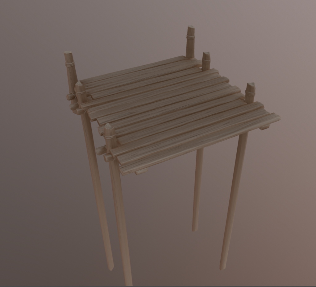 Low poly model of a wooden bridge