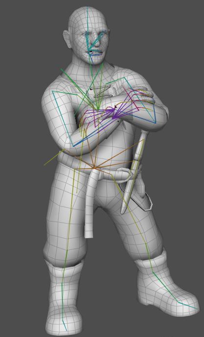 3D model of dwarf with rig showing