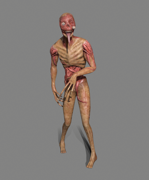 3D model of a zombie against a grey background