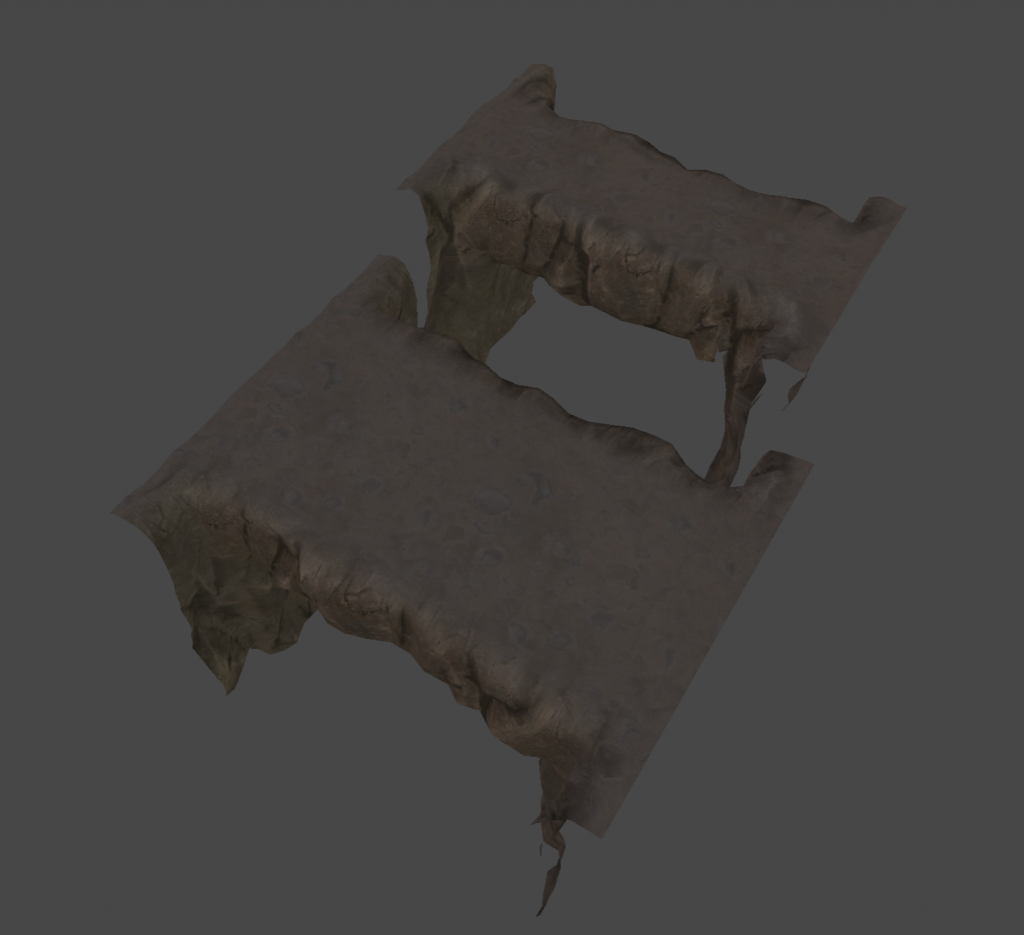A 3D model of a rocky bridge