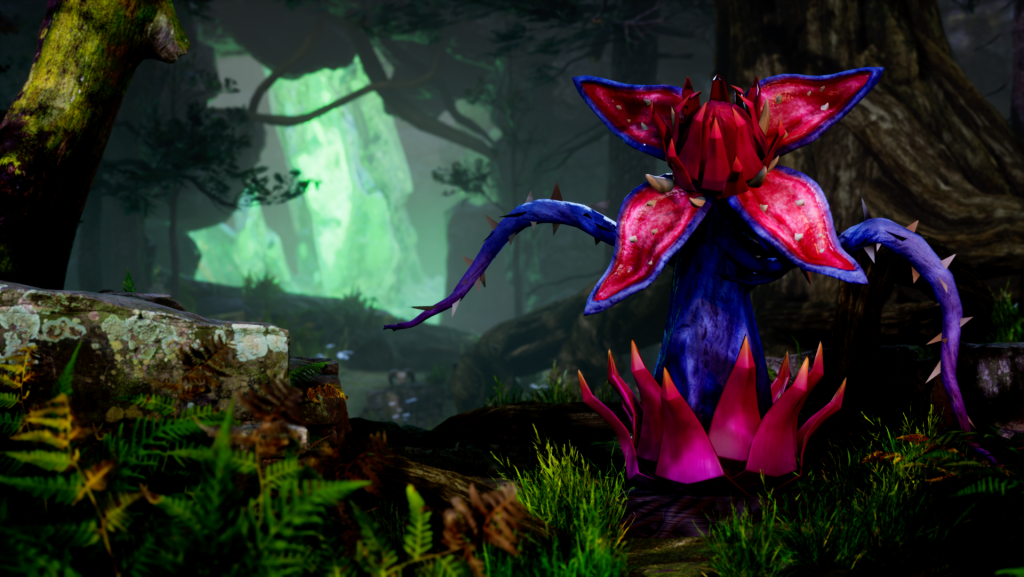 3D render of carnivorous plant in UE4 jungle scene