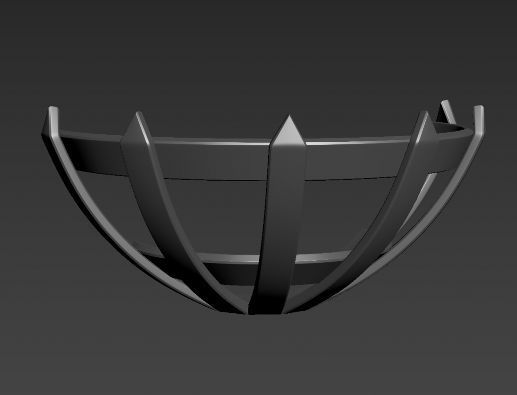 Black and white 3D render of metal torch holder