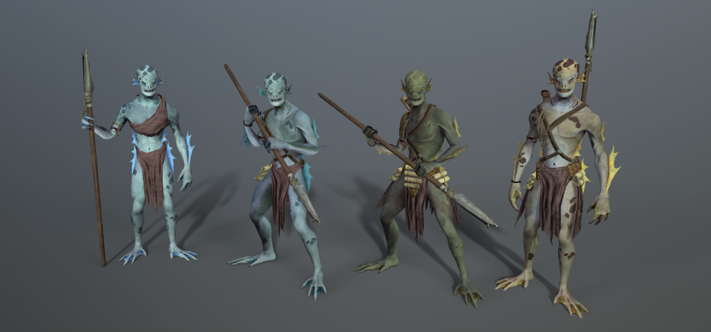 4 3D models of Watertargs from upcoming fantasy game, Depths of Erendorn