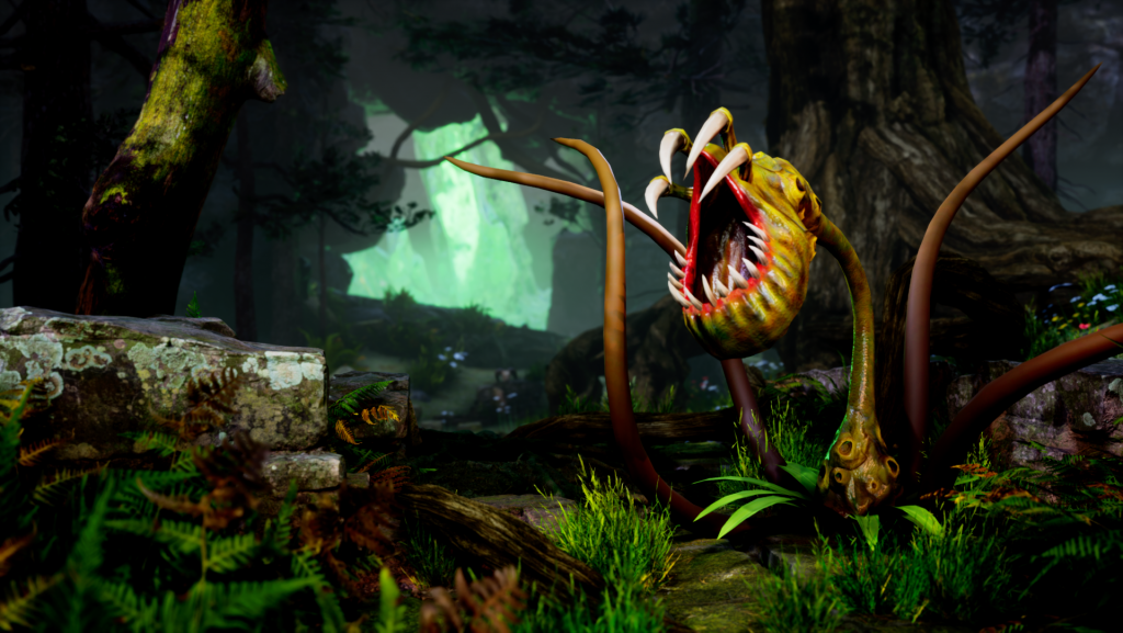 3D render of carnivorous plant in UE4 jungle scene