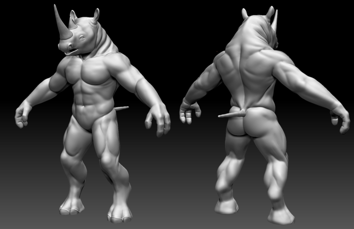 3D model of a rhinogar in ZBrush