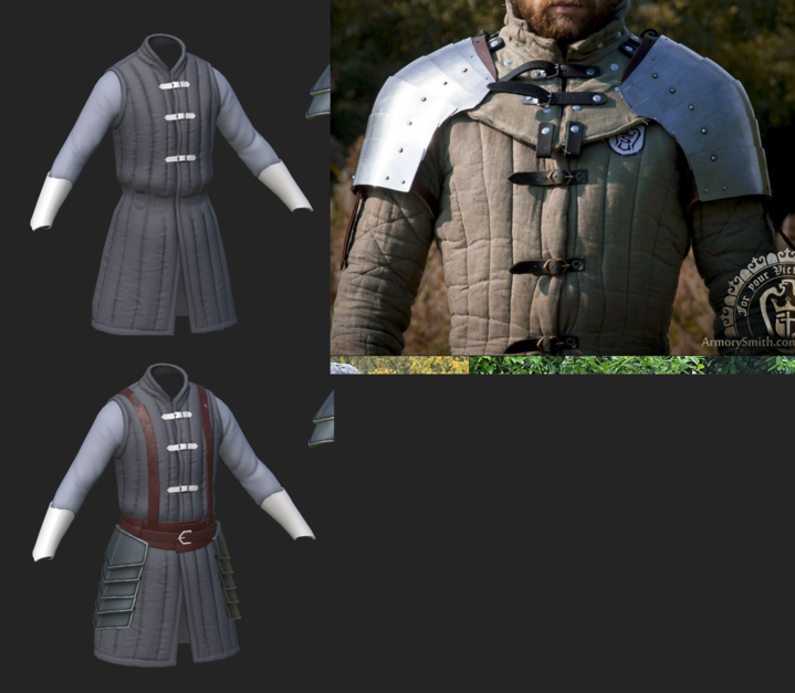 Texturing process of a thick clothed gambeson