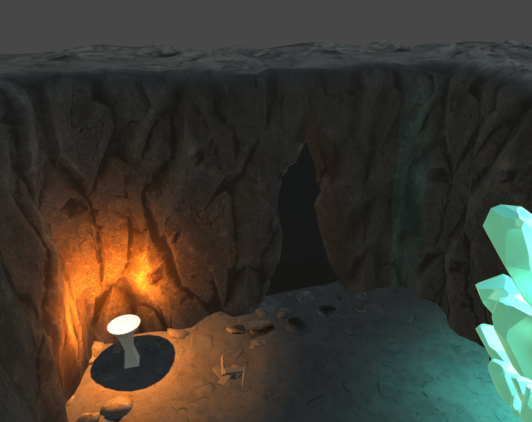 3D render of the outside of a cave