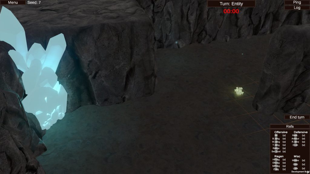 3D image of cave room with glowing crystals and mushrooms