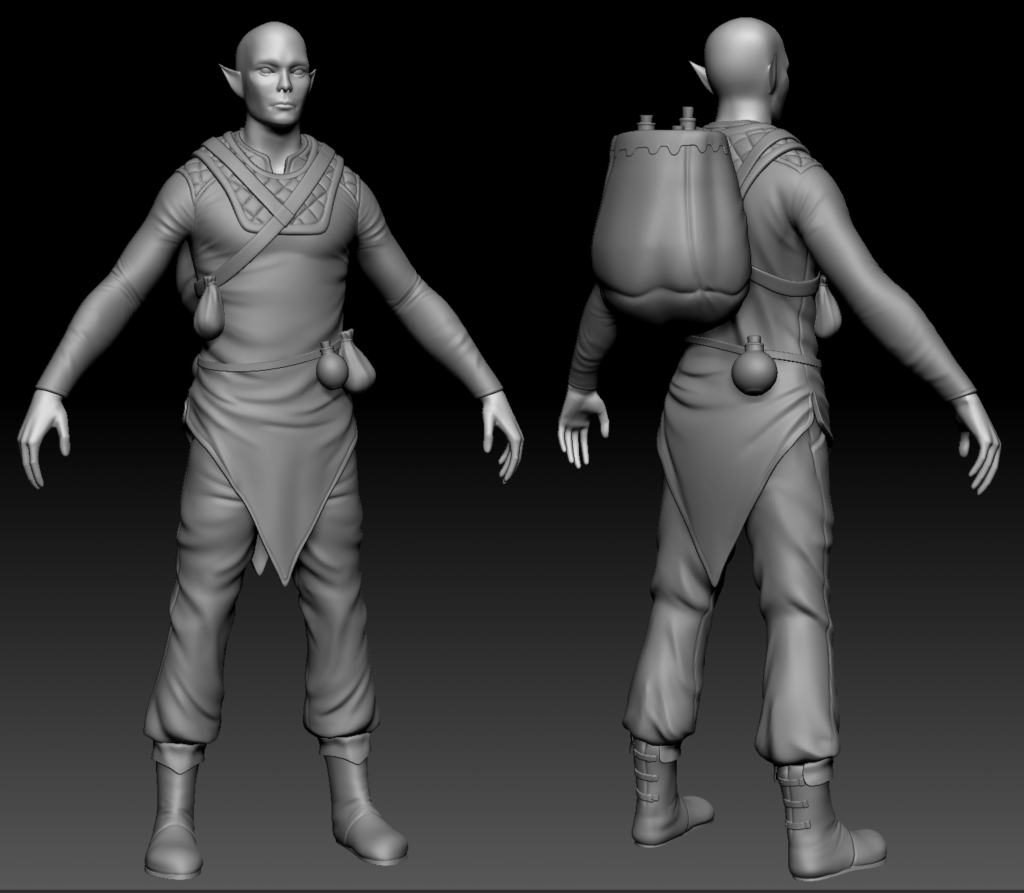 ZBrush sculpt of Twilight Elf Merchant from Depths of Erendorn