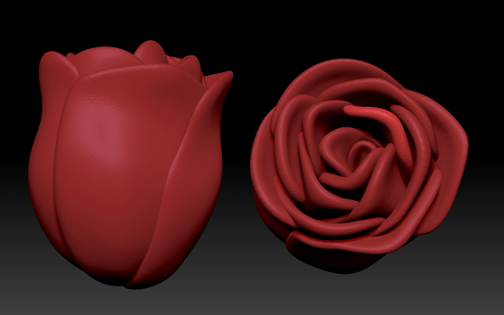 3D sculpt of a red rose