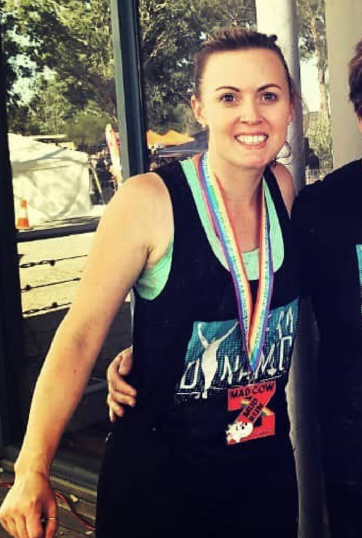 Photo of Rhi after participating in a sporting event