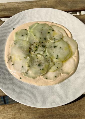 Carpaccio de chou rave sur crème au thon antigaspi PimpUp