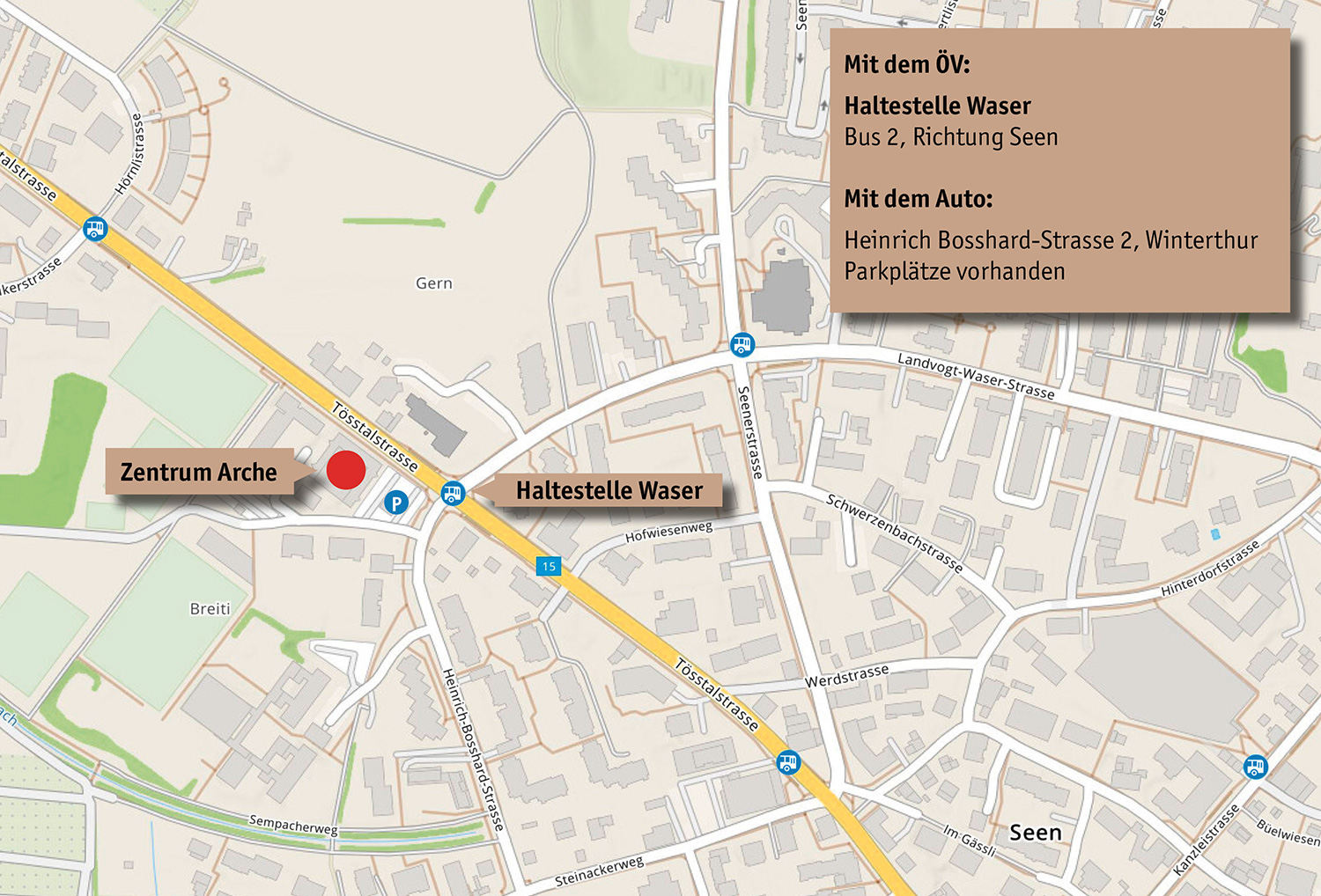 Anfahrtsweg zum LIO-Infotag 2022, Zentrum Arche