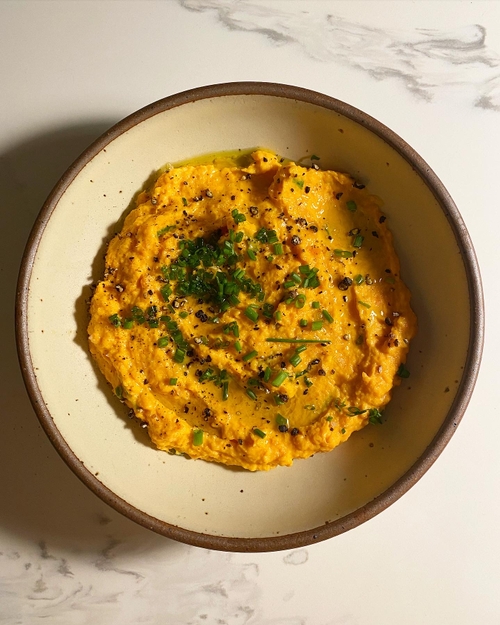 sweet potato mash with labneh and chives
