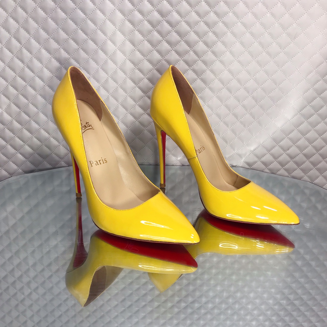 yellow red bottom heels