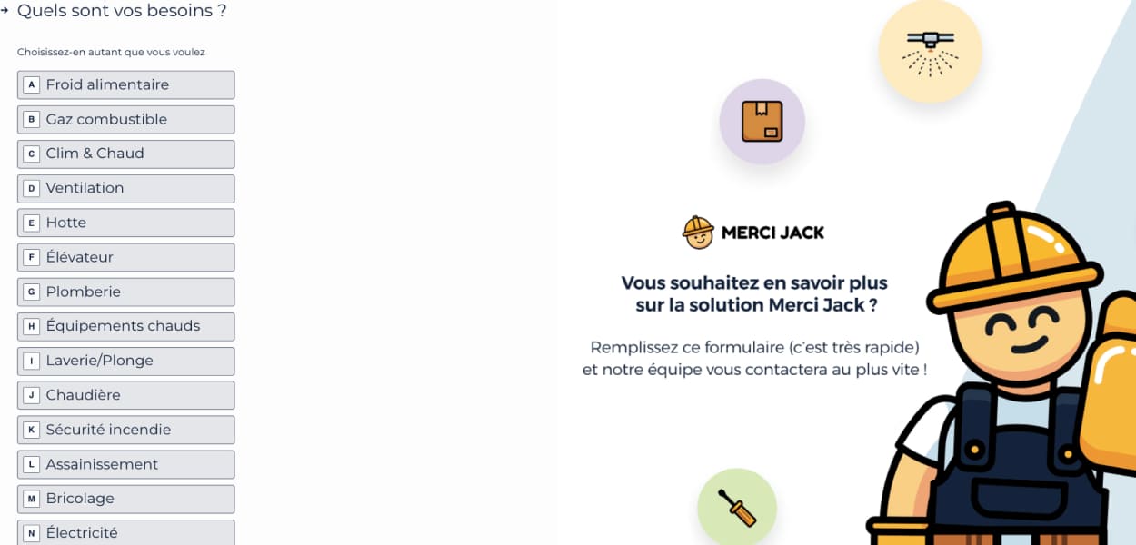 Formulaire de contact Merci Jack